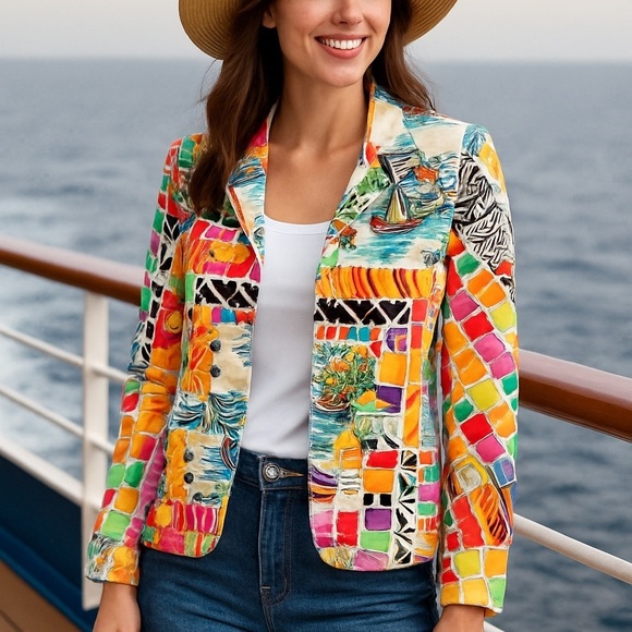 Harve Benard Jackets & Blazers - Harvé Benard Art to Wear Vintage-Inspired Elsbeth Blazer Petite 2P Bold Print